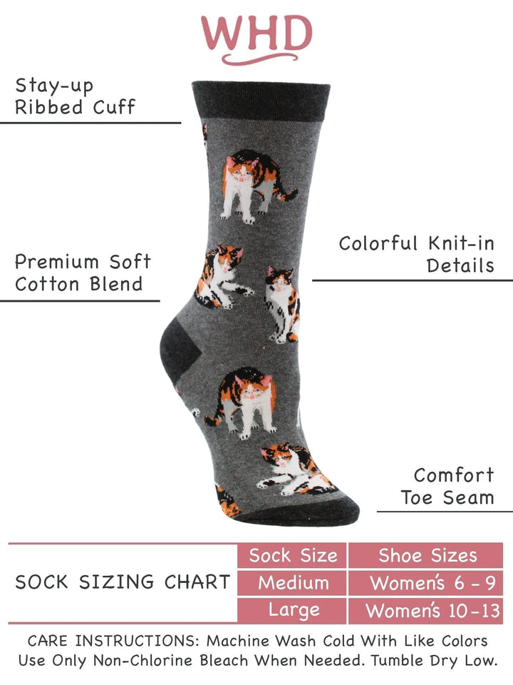 Wheel House Designs socks Charcoal Heather / Medium Calico Cat Socks Perfect Cat Lovers Gift