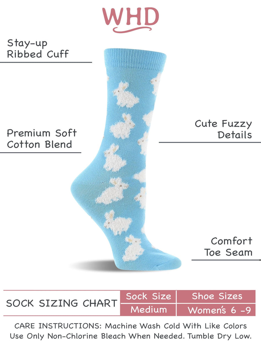Cute Fuzzy Bunny Socks for Women | Fuzzy Bunny Rabbit Crew Socks|2-Pack