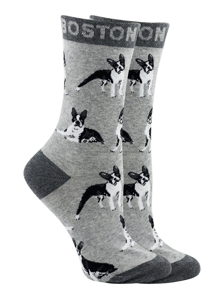Wheel House Designs socks Gray/Black / Medium Boston Terrier Socks for Women | Perfect Dog Lovers Gift