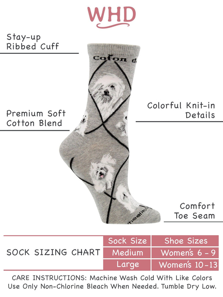 Wheel House Designs socks Gray / Medium Coton de Tulear Socks Perfect Dog Lovers Gift