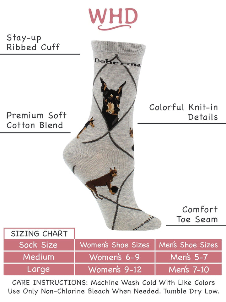Wheel House Designs socks Gray / Medium Doberman Pinscher Socks Perfect Dog Lovers Gift