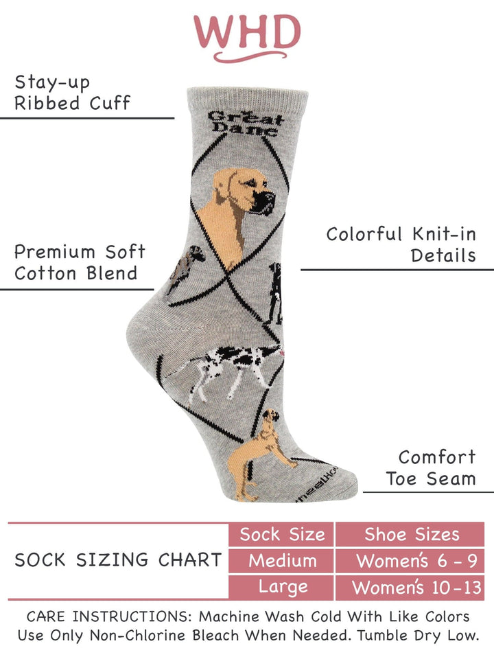 Wheel House Designs socks Gray / Medium Great Dane Socks Perfect Dog Lovers Gift