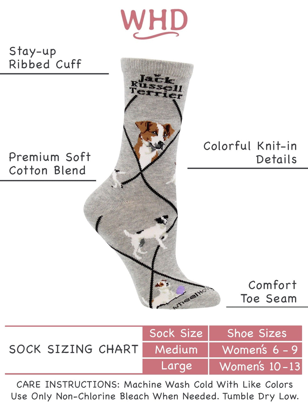 Wheel House Designs socks Gray / Medium Jack Russell Terrier Socks Perfect Dog Lovers Gift