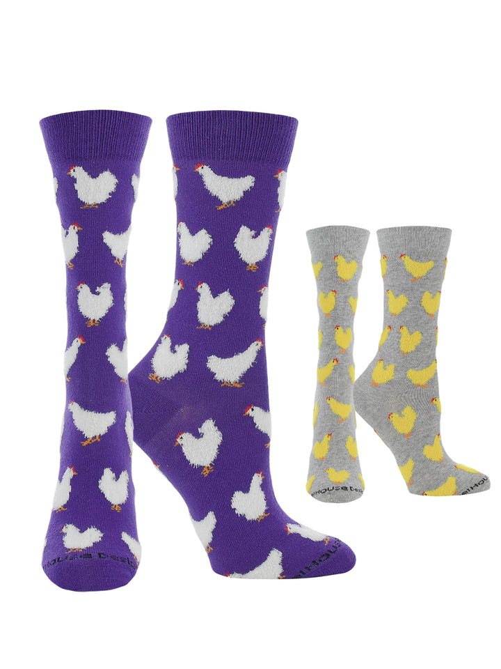 Fuzzy Chicken Socks | Cute Chicken Socks for Women | Crew Length|1-Pack/2-Pack