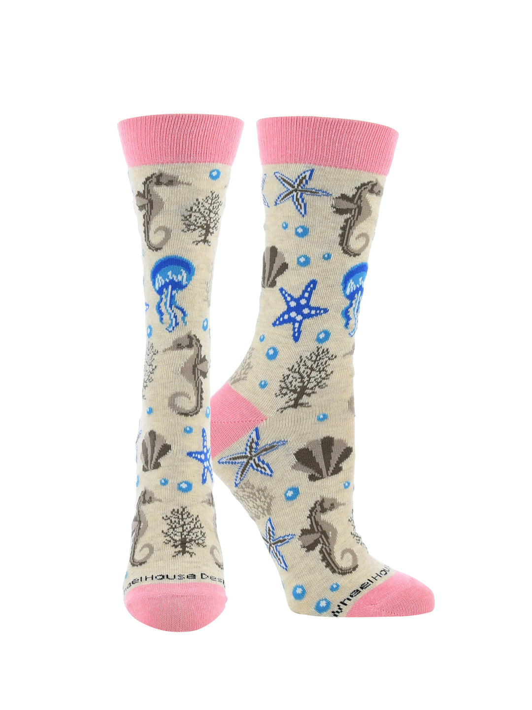 Ocean Socks for Women with Jellyfish Seahorses Starfish