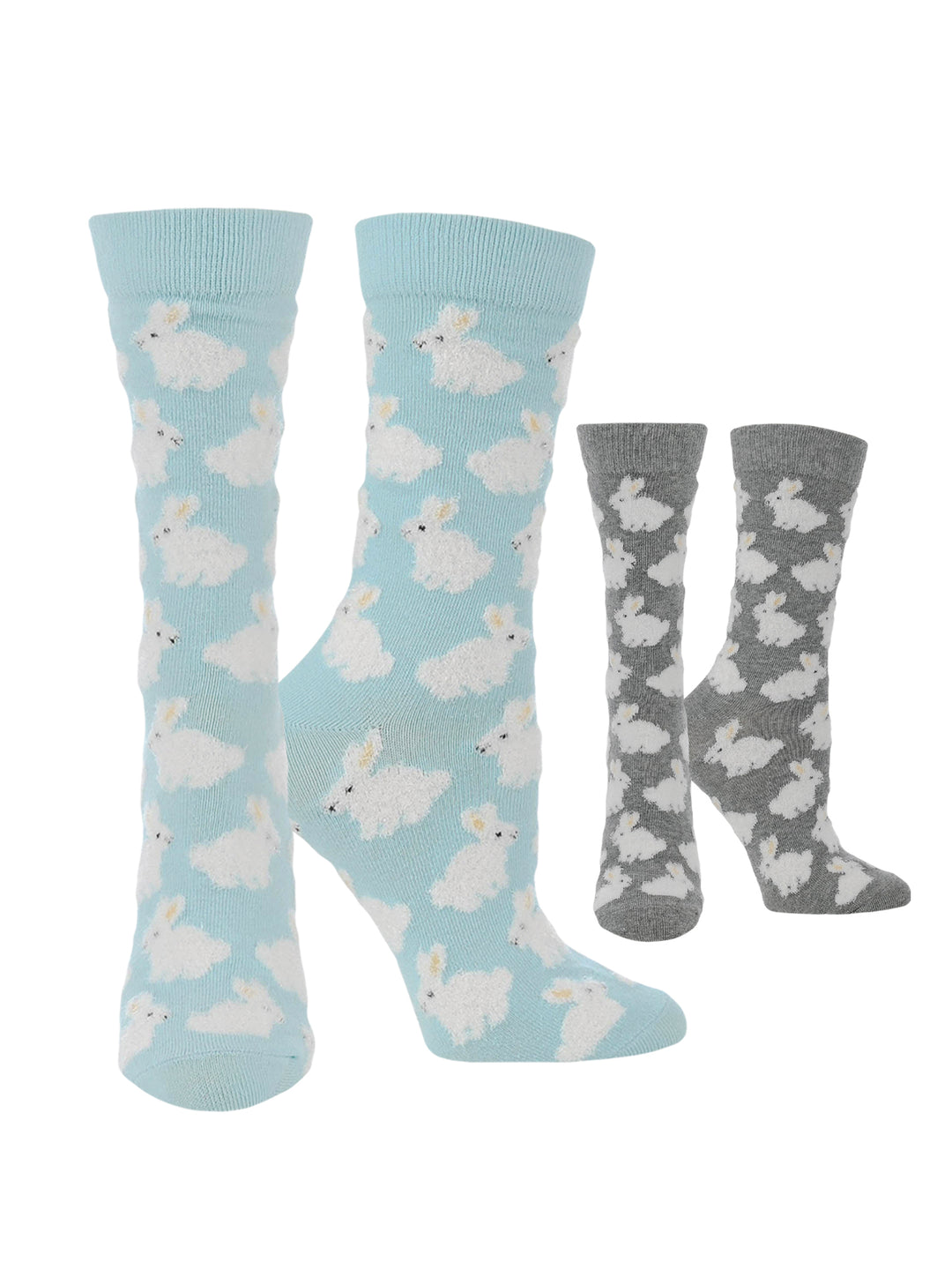 Cute Fuzzy Bunny Socks for Women | Fuzzy Bunny Rabbit Crew Socks|1-Pack/2-Pack