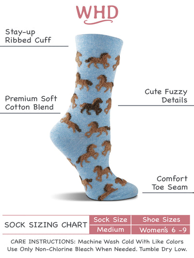 WHD Fuzzy Horse Socks for Women | Gift for Horse Lovers