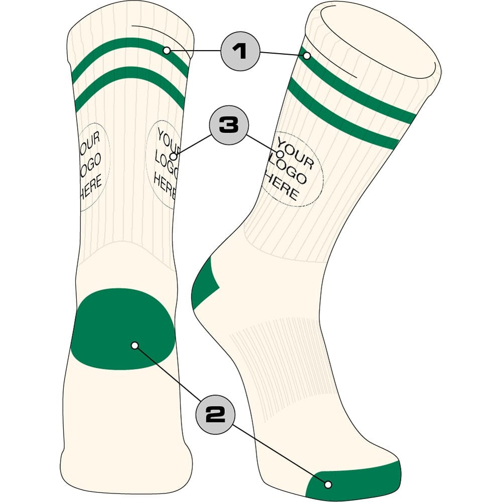 TCK customizable socks Custom Vintage Crew Socks Double Stripe