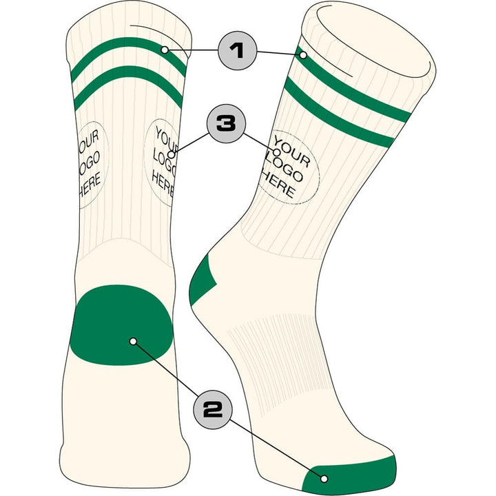 TCK customizable socks Custom Vintage Crew Socks Double Stripe