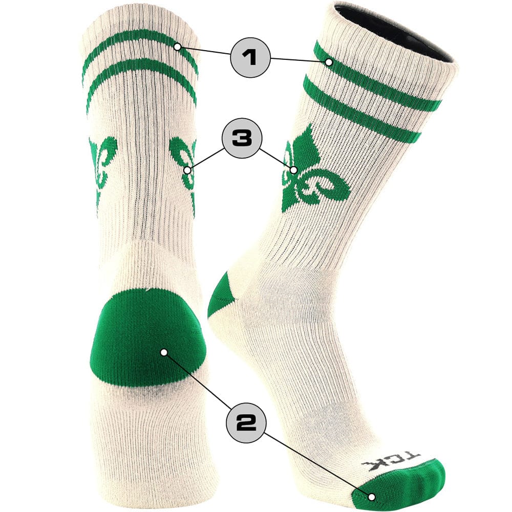 TCK customizable socks Front/Accents / Large Custom Vintage Crew Socks Double Stripe