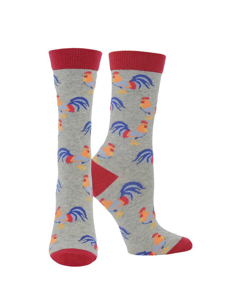 Wheel House Designs Ash Heather Roosters / Medium WHD Chicken Crew Socks for Women & Men