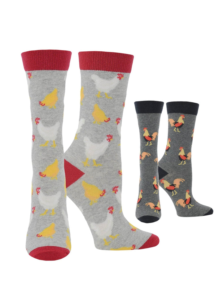 Wheel House Designs Grey Heather/Charcoal Heather / Medium WHD Chicken Crew Socks for Women & Men