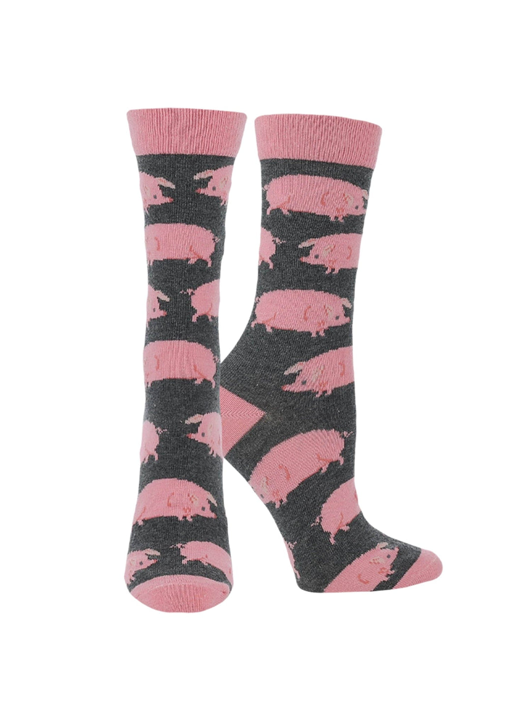 Wheel House Designs socks Ash/Charcoal Heather / Large Cute Pig Socks for Women | Best Gifts for Pig Lovers