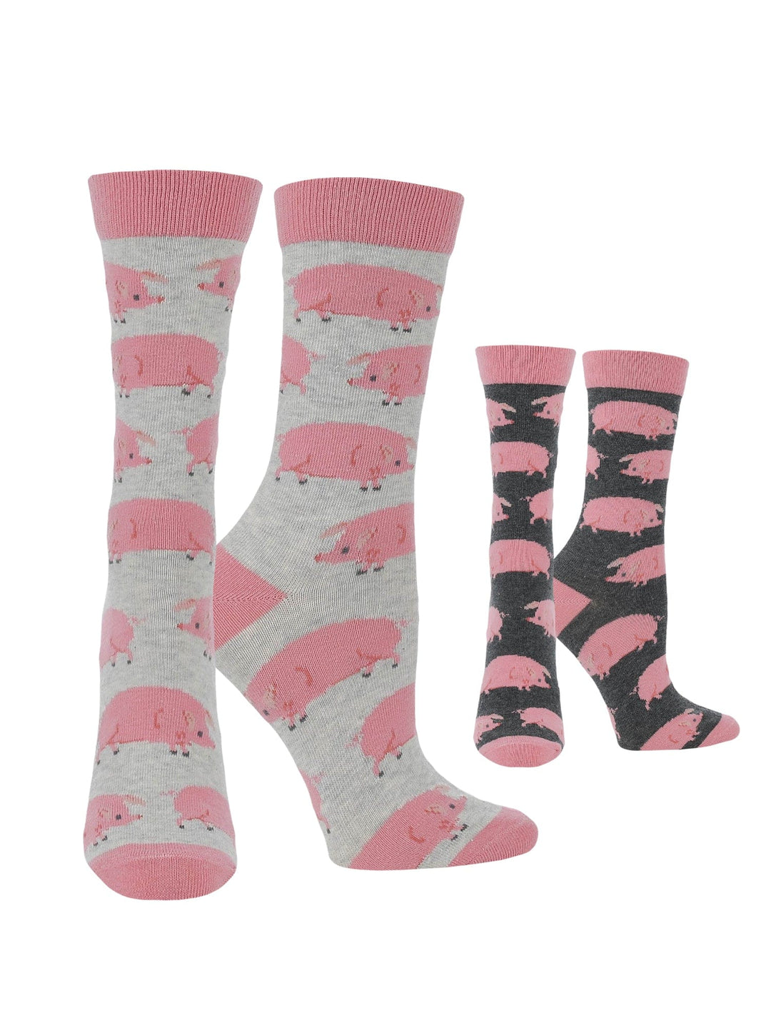 Wheel House Designs socks Ash/Charcoal Heather / Medium Pig Socks for Women | Gifts for Pig Lovers