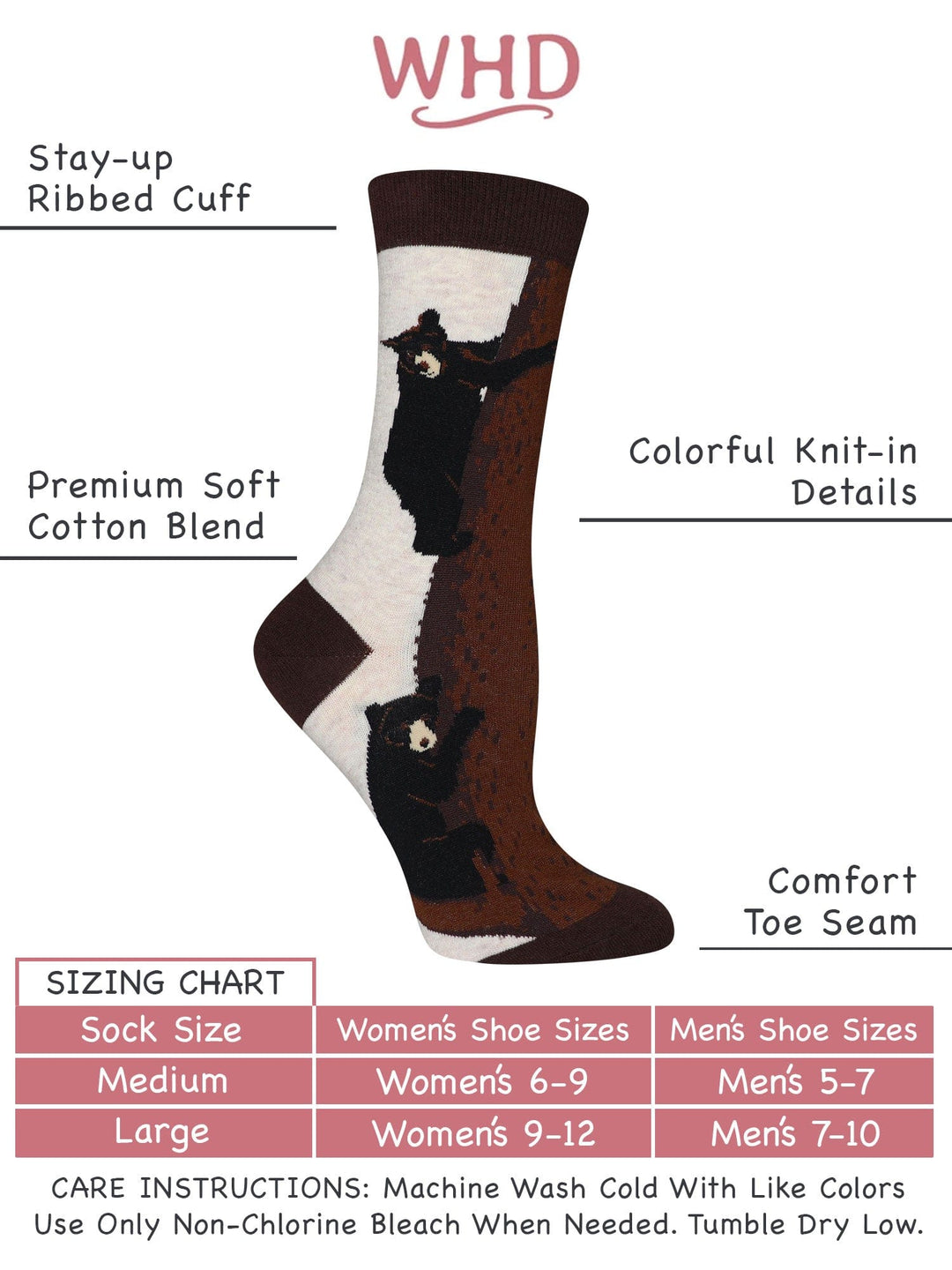 Wheel House Designs socks Bear Crew Socks for Women and Men | Gift for Bear Lovers