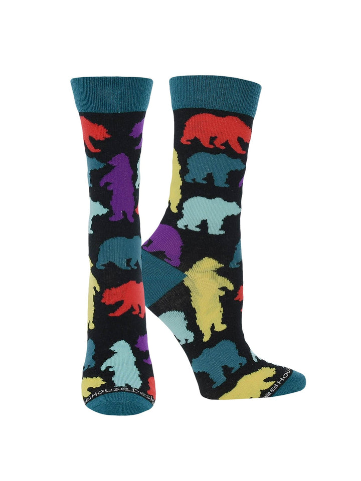Wheel House Designs socks Black / Large Bear Crew Socks for Women and Men | Gift for Bear Lovers