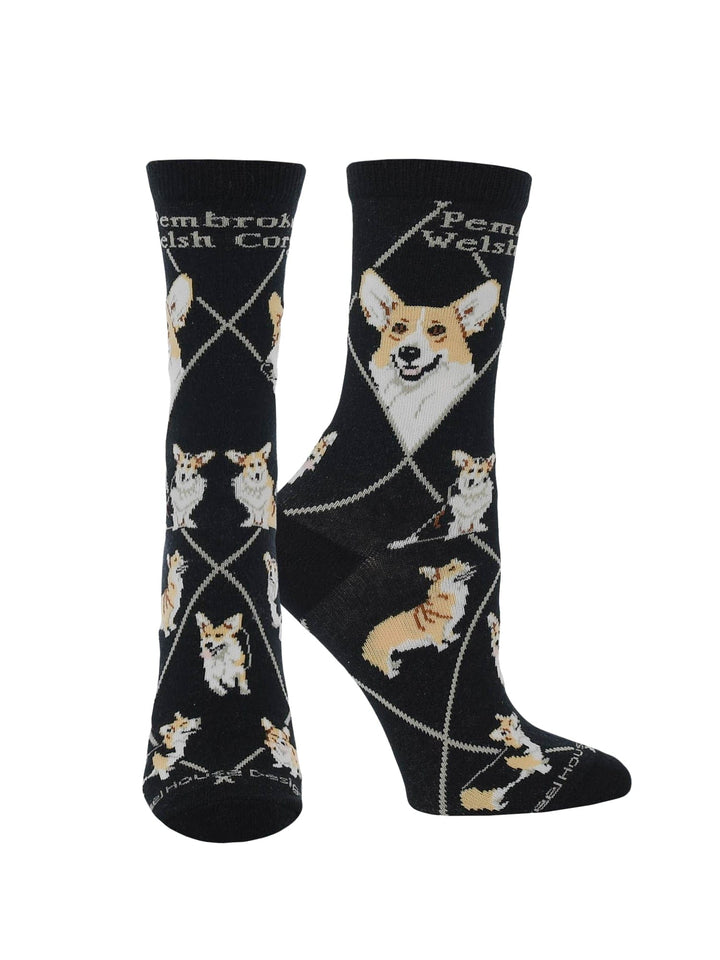 Wheel House Designs socks Black / Medium Corgi Pembroke Crew Socks for Women | Dog Lovers Gift