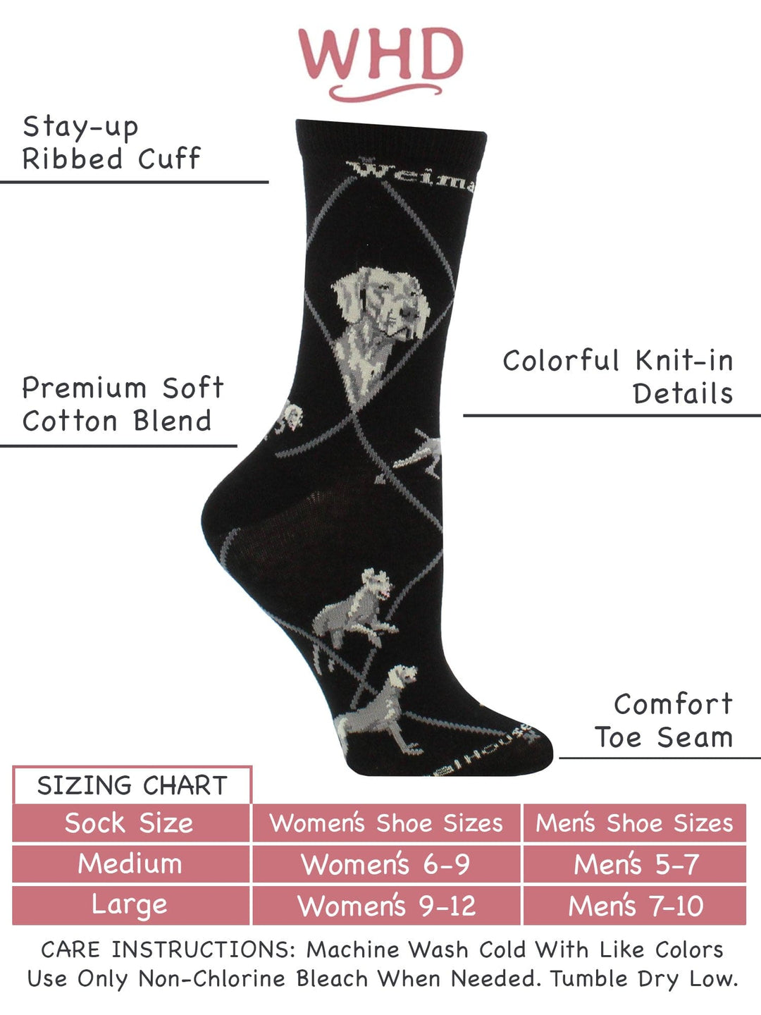 Wheel House Designs socks Black / Medium Weimaraner Socks Perfect Dog Lovers Gift