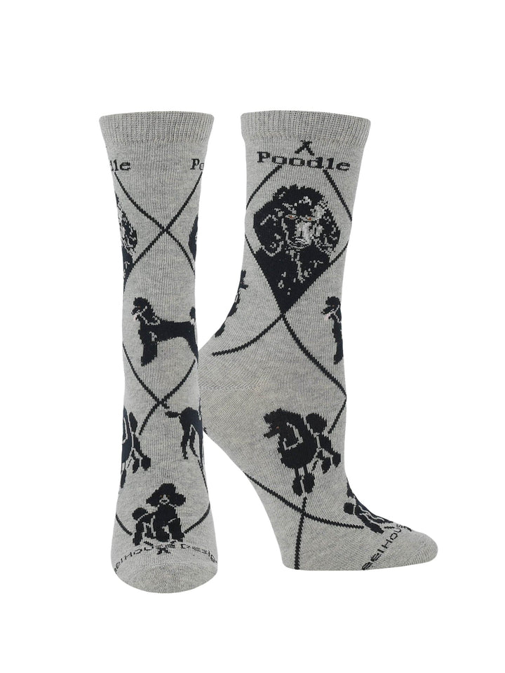 Wheel House Designs socks Black on Gray / Medium White Poodle Socks Perfect Dog Lovers Gift