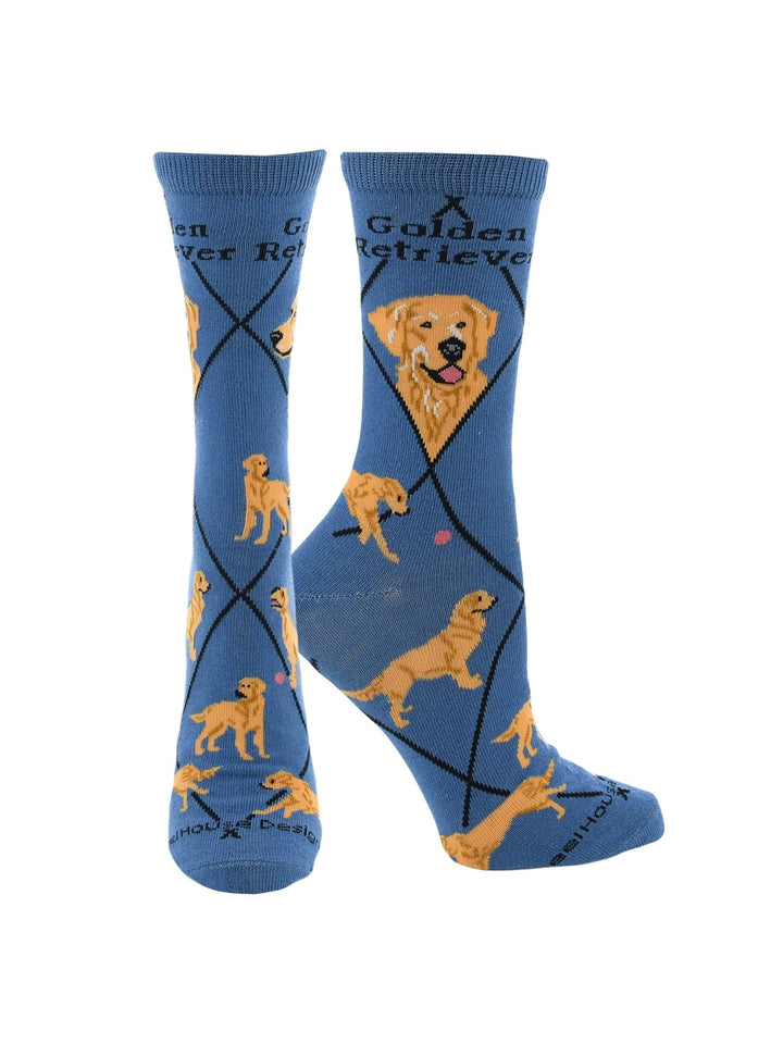 Wheel House Designs socks Blue / Medium Best Golden Retriever Crew Socks for Women | Dog Lovers Gift