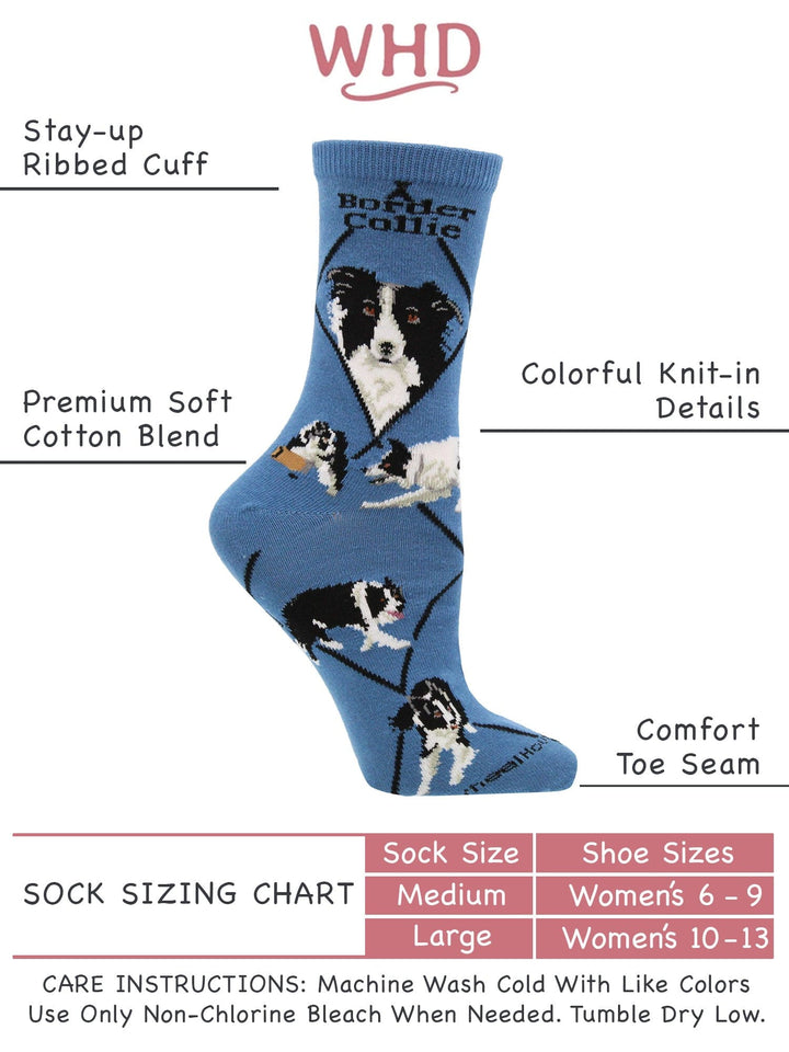 Wheel House Designs socks Blue / Medium Border Collie Socks for Women | Perfect Dog Lovers Gift