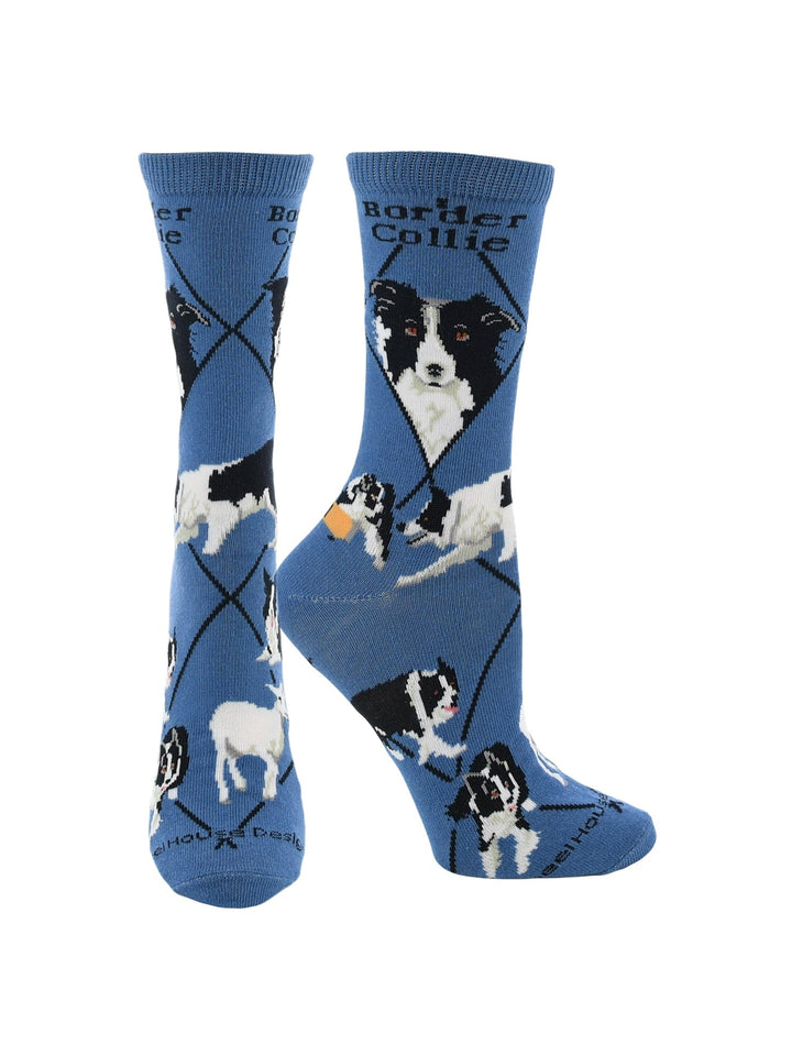 Wheel House Designs socks Blue / Medium Border Collie Socks for Women | Perfect Dog Lovers Gift