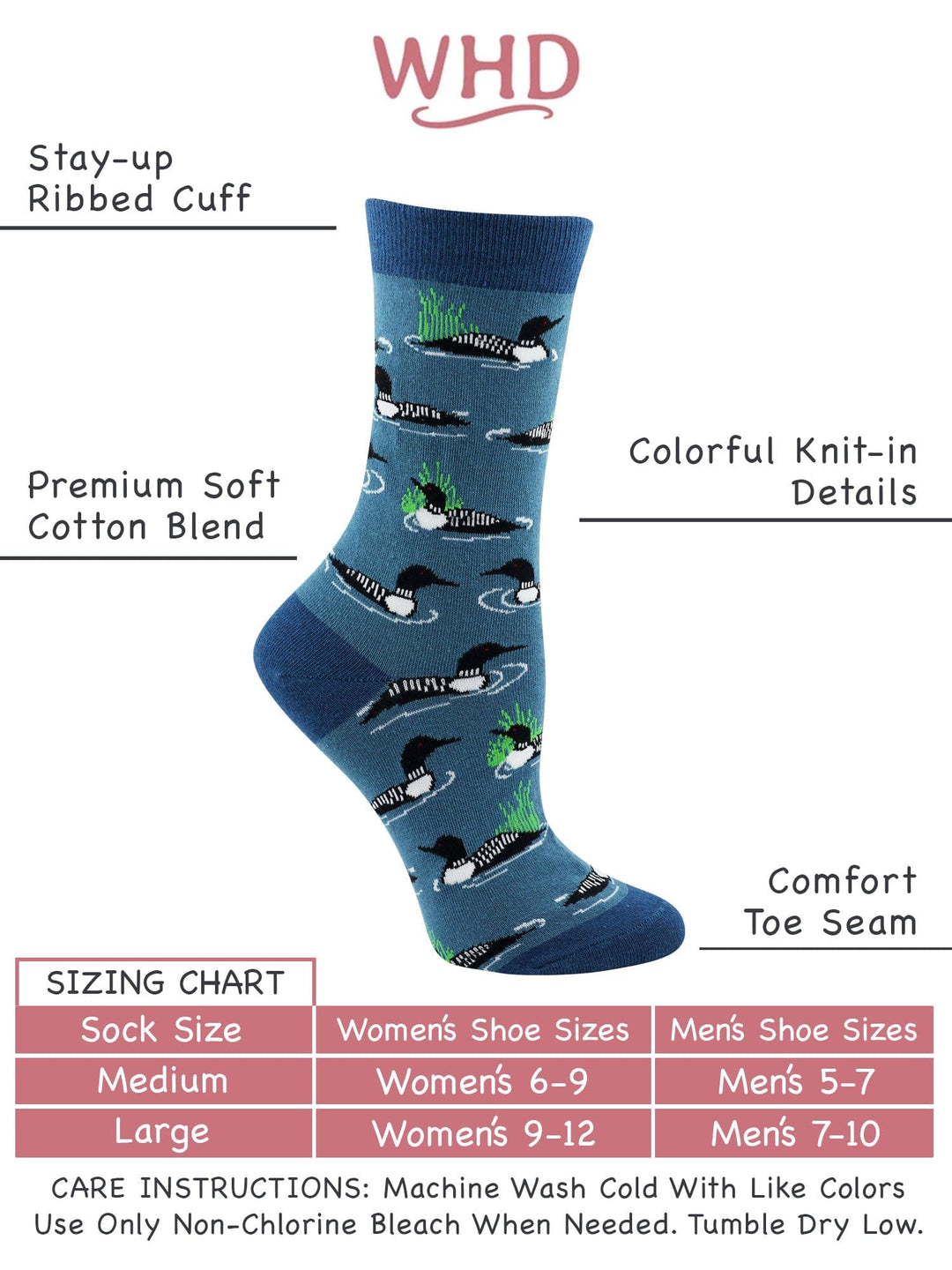 Wheel House Designs socks Blue / Medium Loon Bird Socks Perfect Bird Lovers Gift
