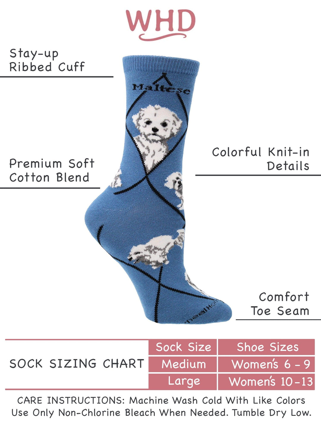 Wheel House Designs socks Blue / Medium Maltese Socks Perfect Dog Lovers Gift