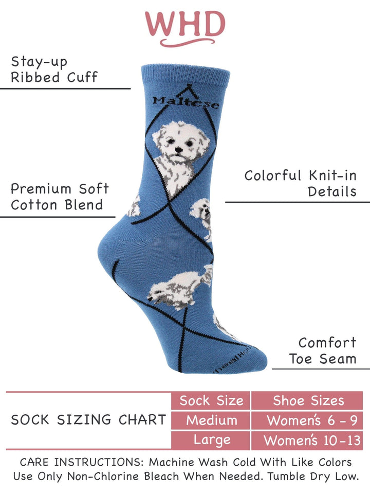 Wheel House Designs socks Blue / Medium Maltese Socks Perfect Dog Lovers Gift