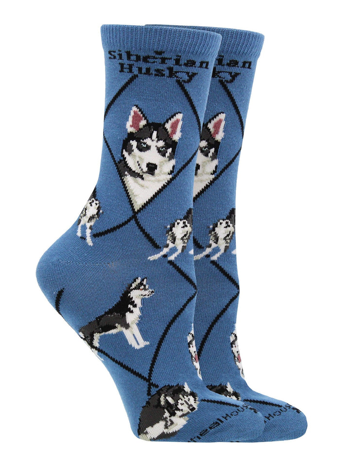 Wheel House Designs socks Blue / Medium Siberian Husky Socks for Women | Perfect Dog Lovers Gift