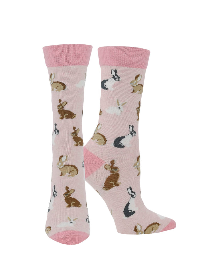 Wheel House Designs socks Blush Heather / Medium Cute Bunny Socks for Women | Bunny Rabbit Crew Socks | 1-Pack/2-Pack