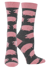 Wheel House Designs socks Charcoal Heather / Large WHD Pig Socks for Women | Gifts for Pig Lovers| 1-Pack/2-Pack