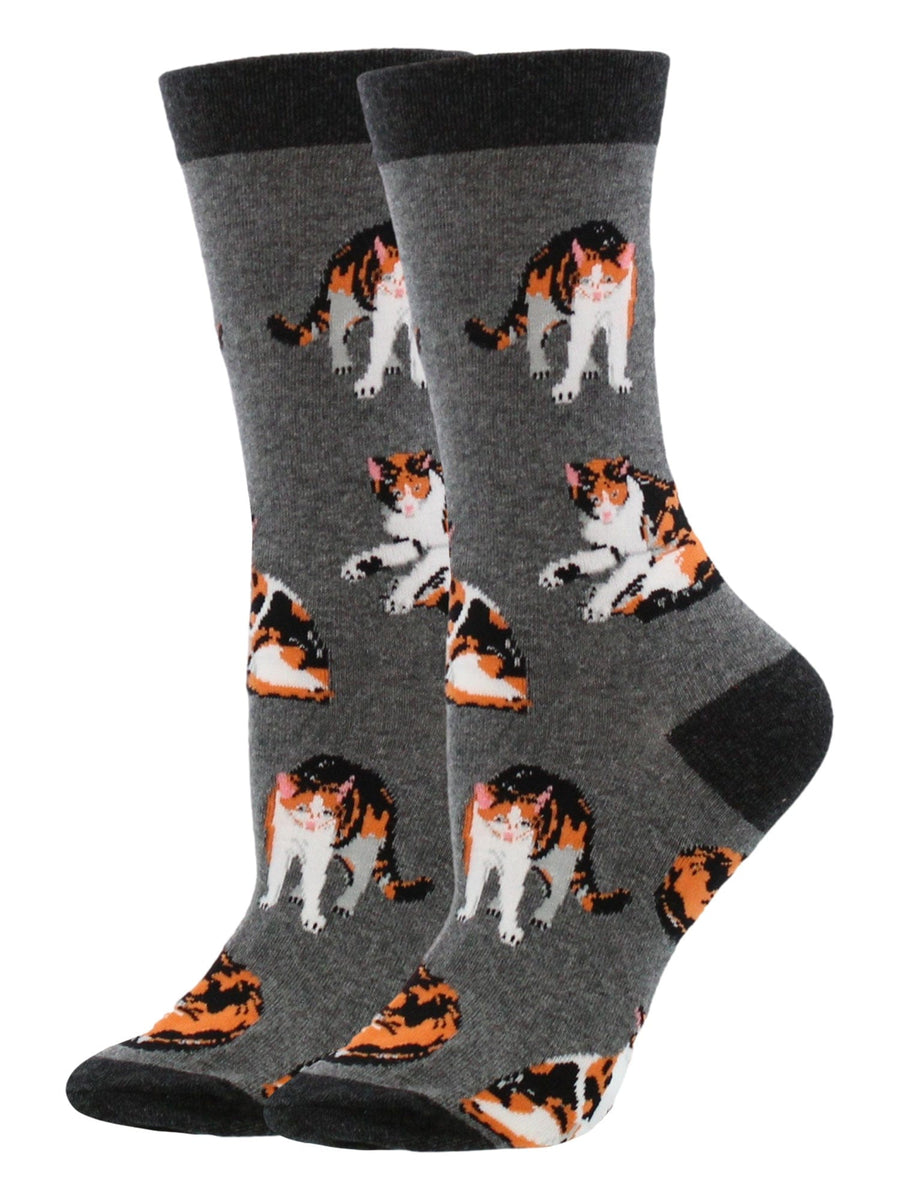 Wheel House Designs socks Charcoal Heather / Medium Calico Cat Socks Perfect Cat Lovers Gift