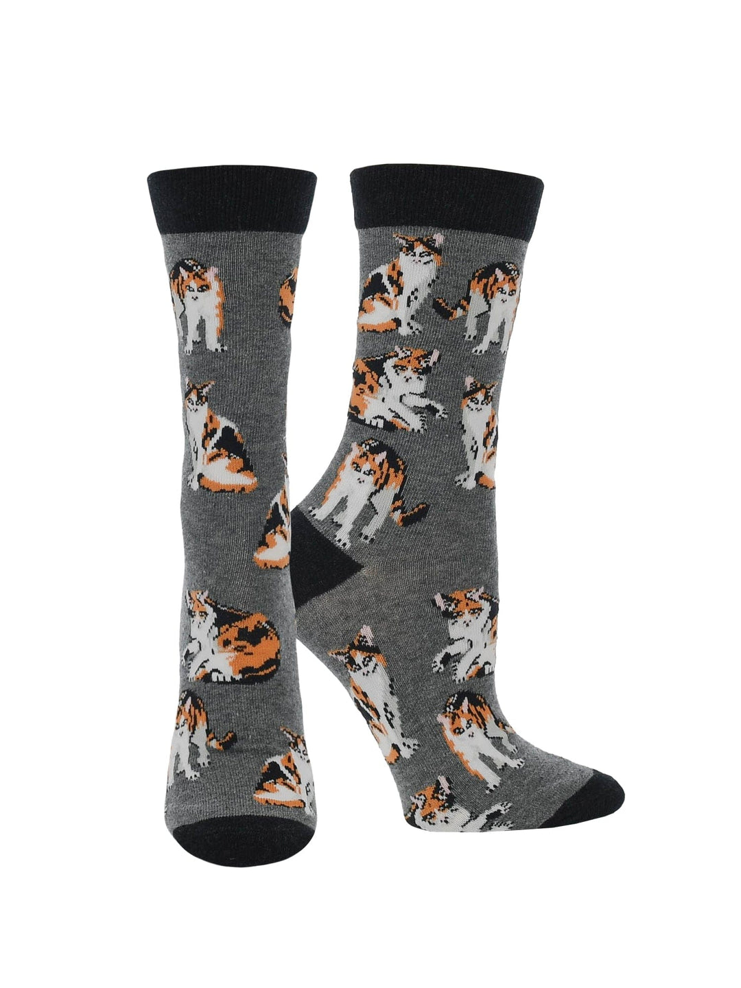 Wheel House Designs socks Charcoal Heather / Medium Calico Cat Socks Perfect Cat Lovers Gift