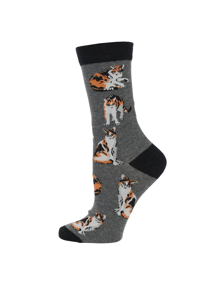Wheel House Designs socks Charcoal Heather / Medium Calico Cat Socks Perfect Cat Lovers Gift
