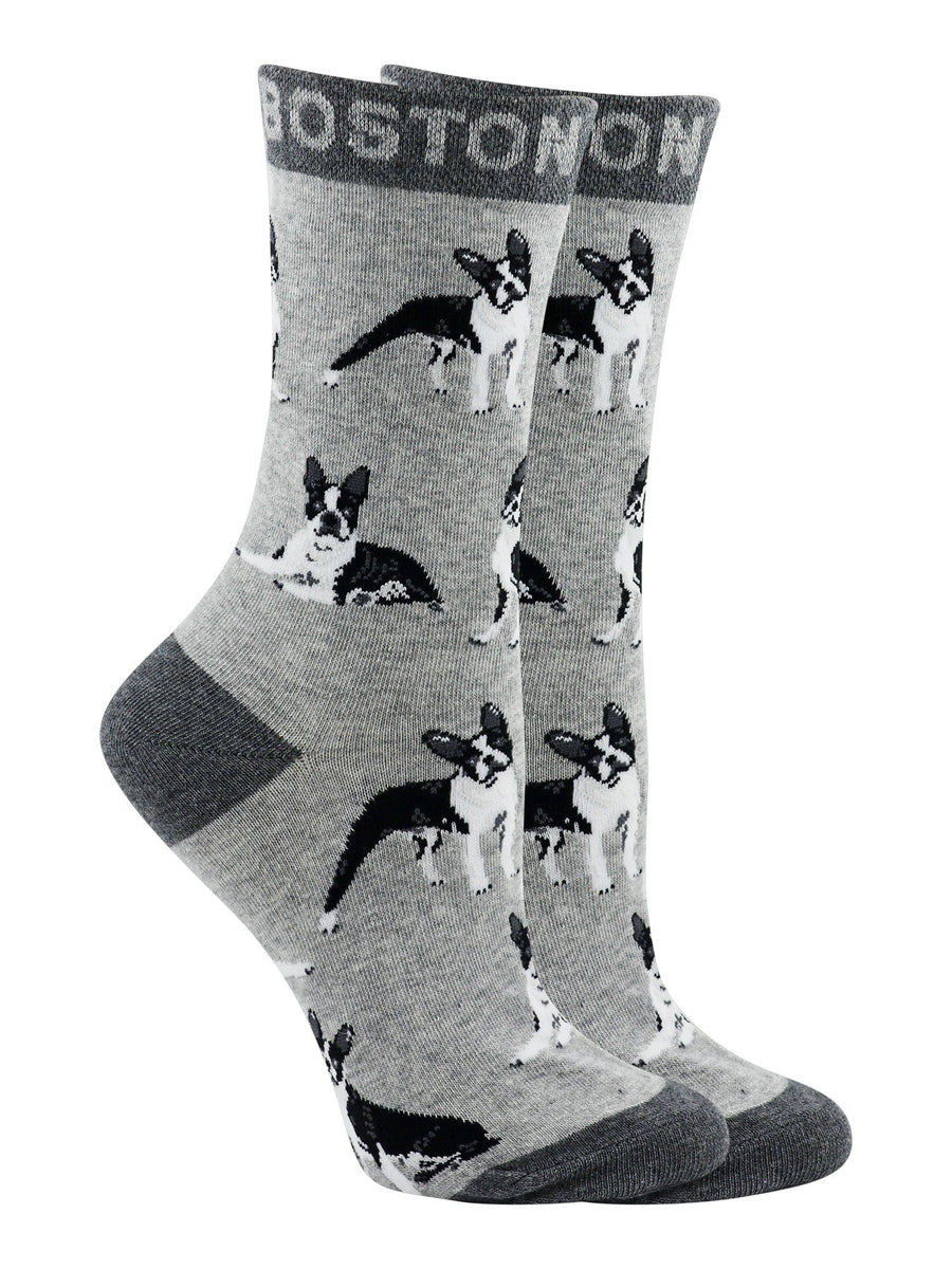 Wheel House Designs socks Gray/Black / Medium Boston Terrier Socks for Women | Perfect Dog Lovers Gift