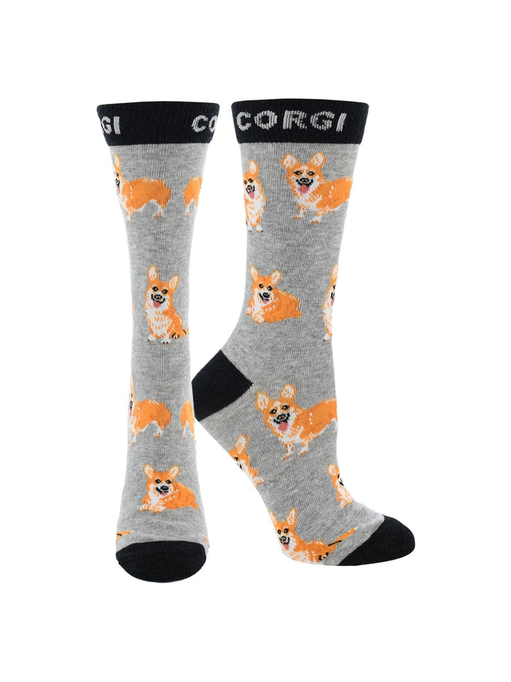 Wheel House Designs socks Gray/Black / Medium Corgi Pembroke Crew Socks for Women | Dog Lovers Gift