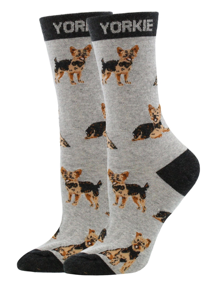 Wheel House Designs socks Gray/Black / Medium Yorkie Puppy Socks forWomen | Perfect Dog Lovers Gift