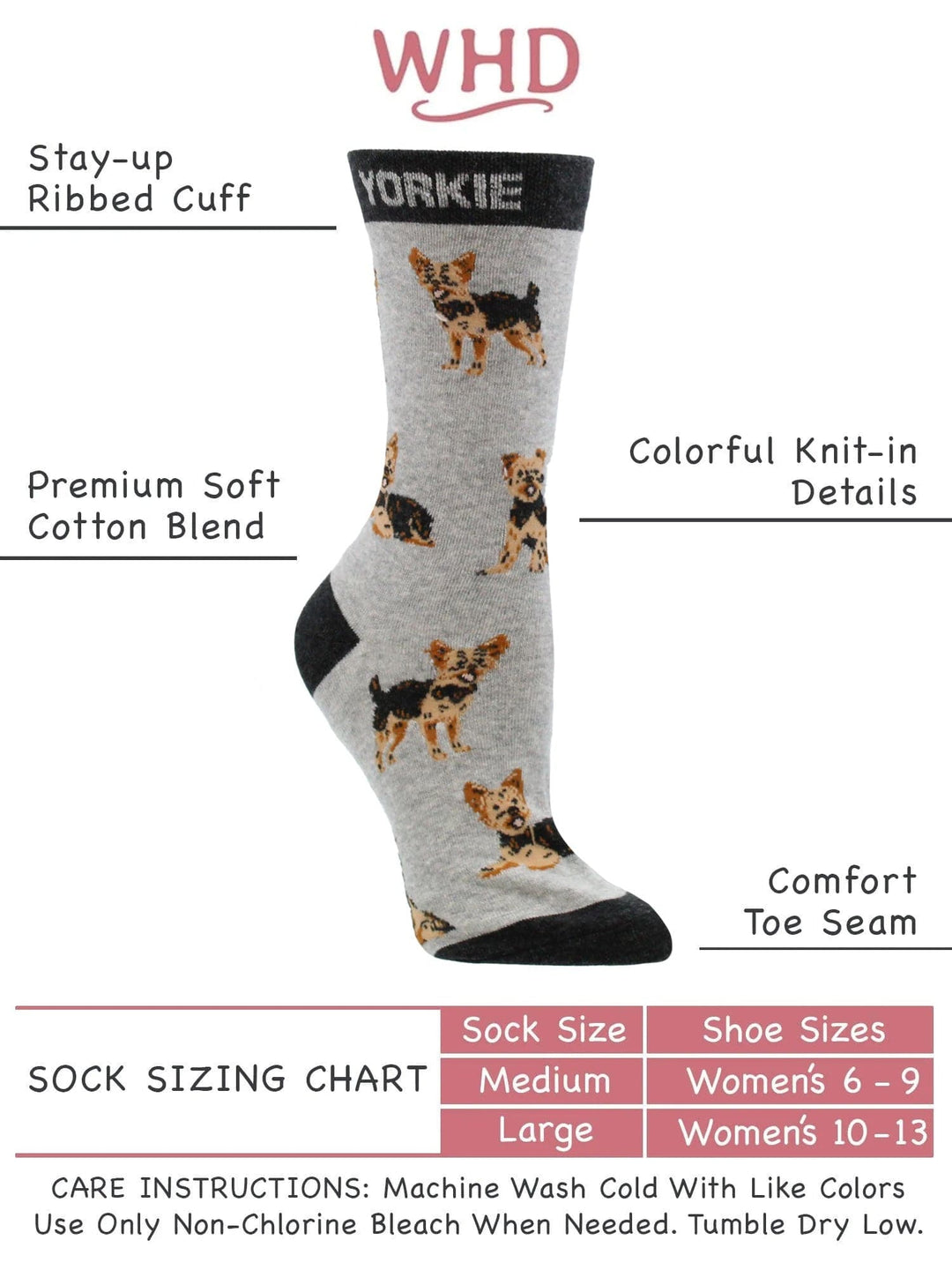 Wheel House Designs socks Gray/Black / Medium Yorkie Puppy Socks forWomen | Perfect Dog Lovers Gift