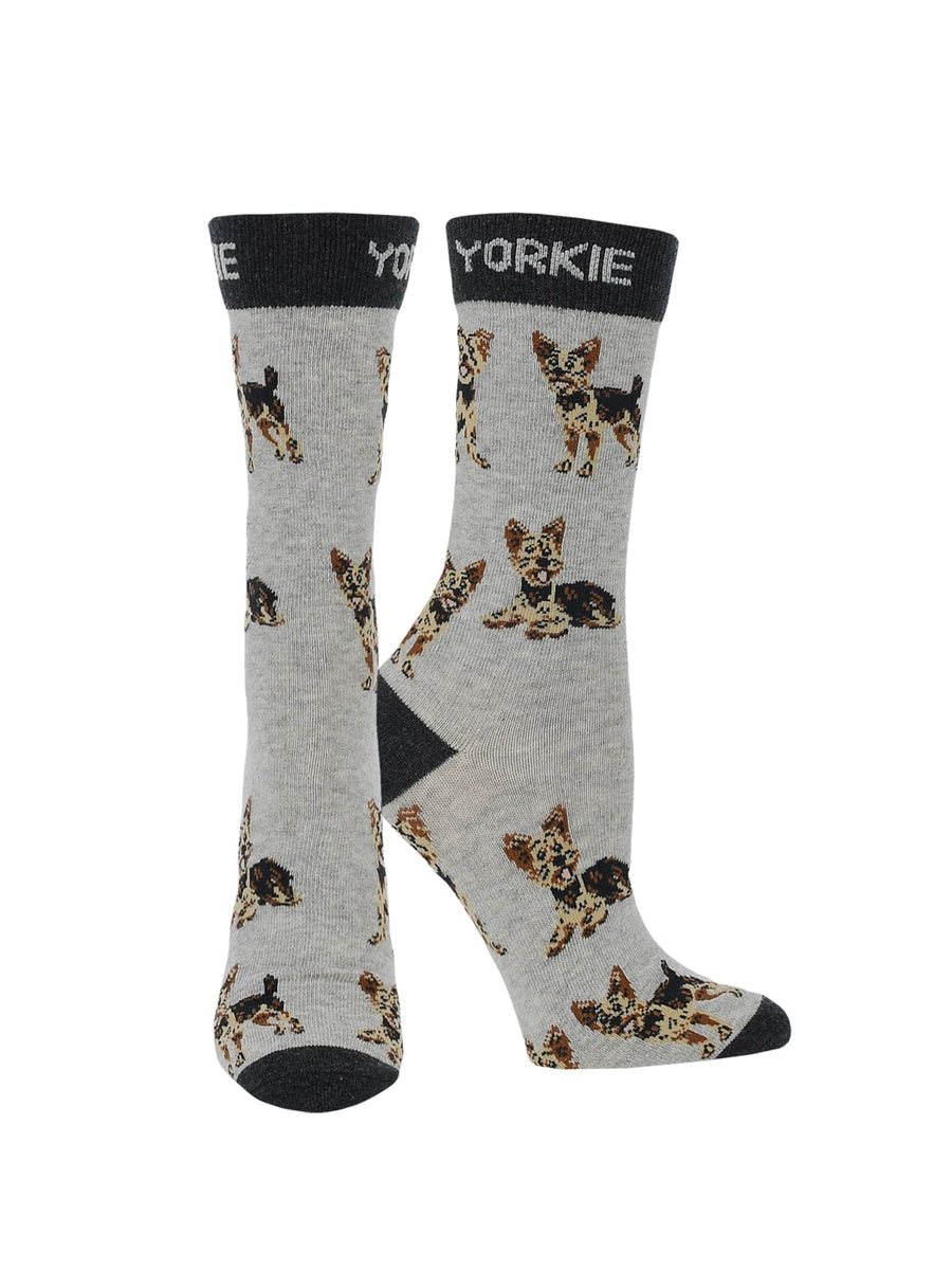 Wheel House Designs socks Gray/Black / Medium Yorkie Puppy Socks forWomen | Perfect Dog Lovers Gift