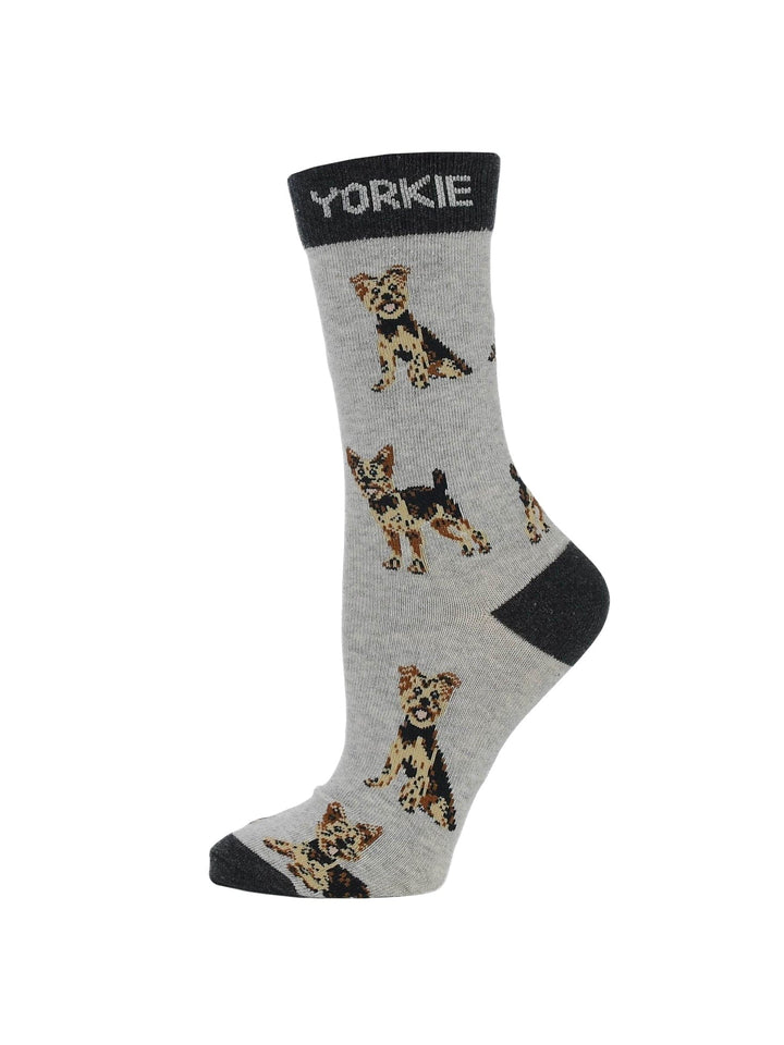 Wheel House Designs socks Gray/Black / Medium Yorkie Puppy Socks forWomen | Perfect Dog Lovers Gift