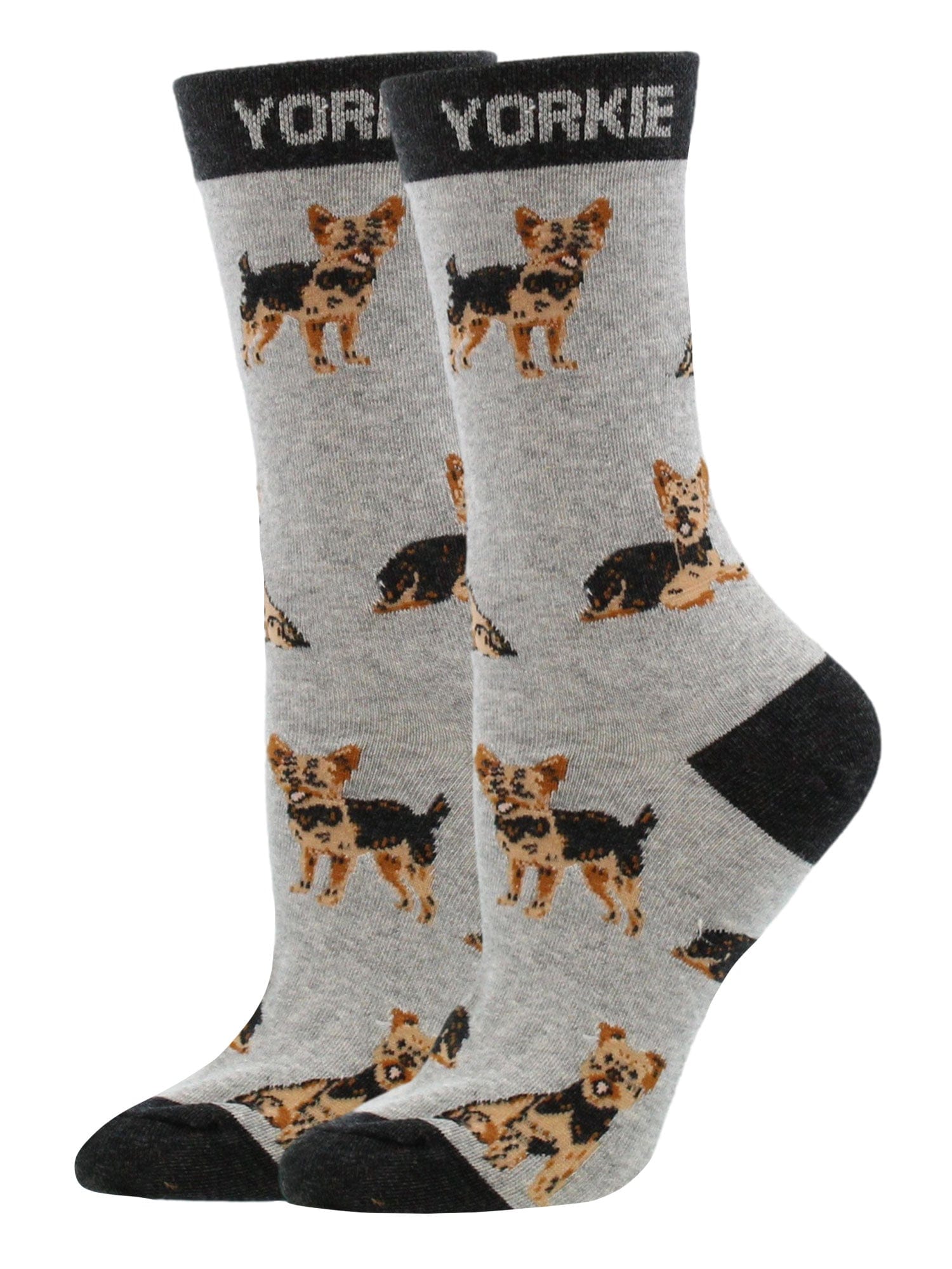 Wheel House Designs socks Gray/Black / Medium Yorkie Puppy Socks forWomen | Perfect Dog Lovers Gift