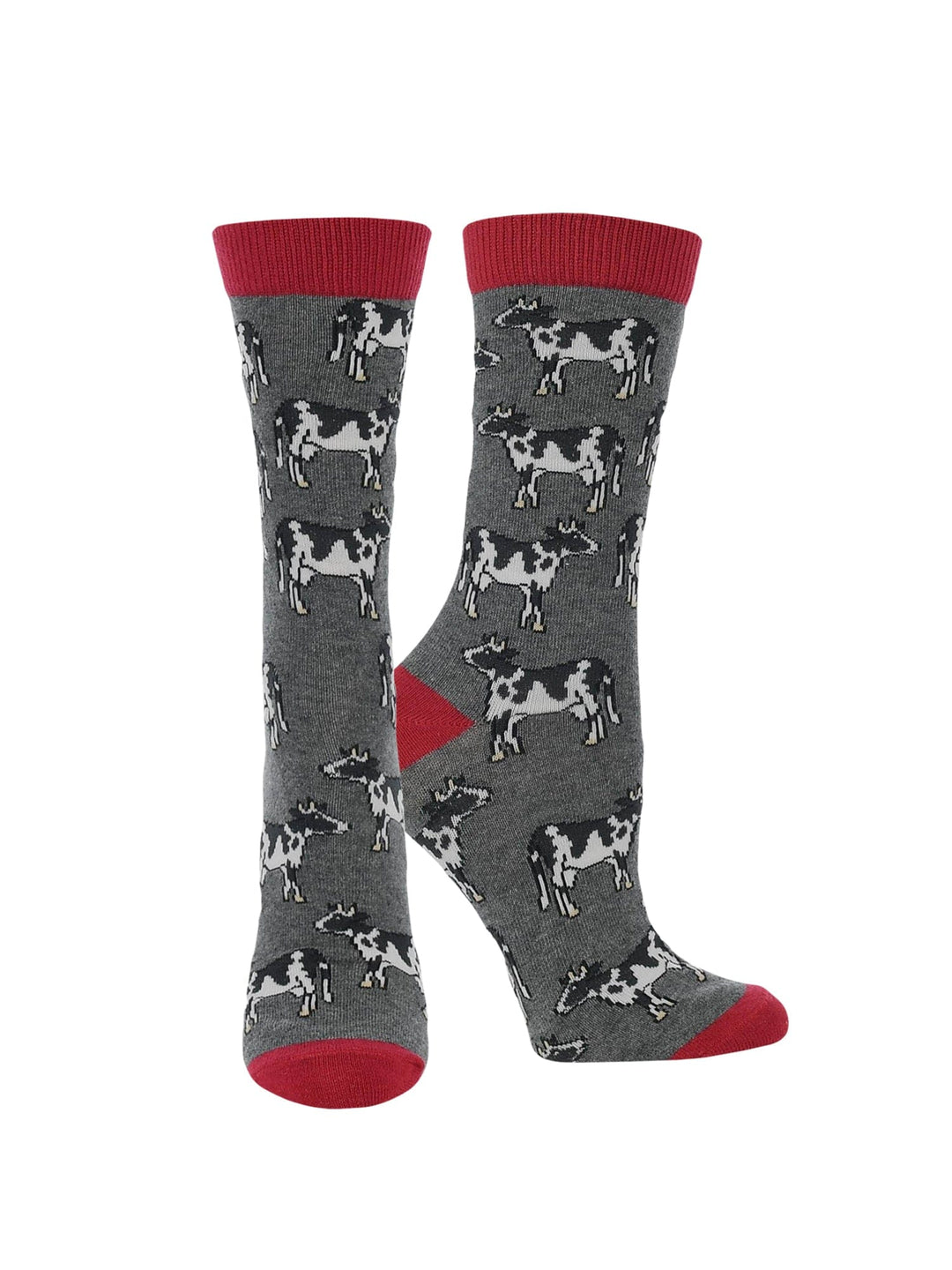 Wheel House Designs socks Gray Heather / Large WHD Cows Socks | Gifts for Cow Lovers | 1-Pack/2-Pack