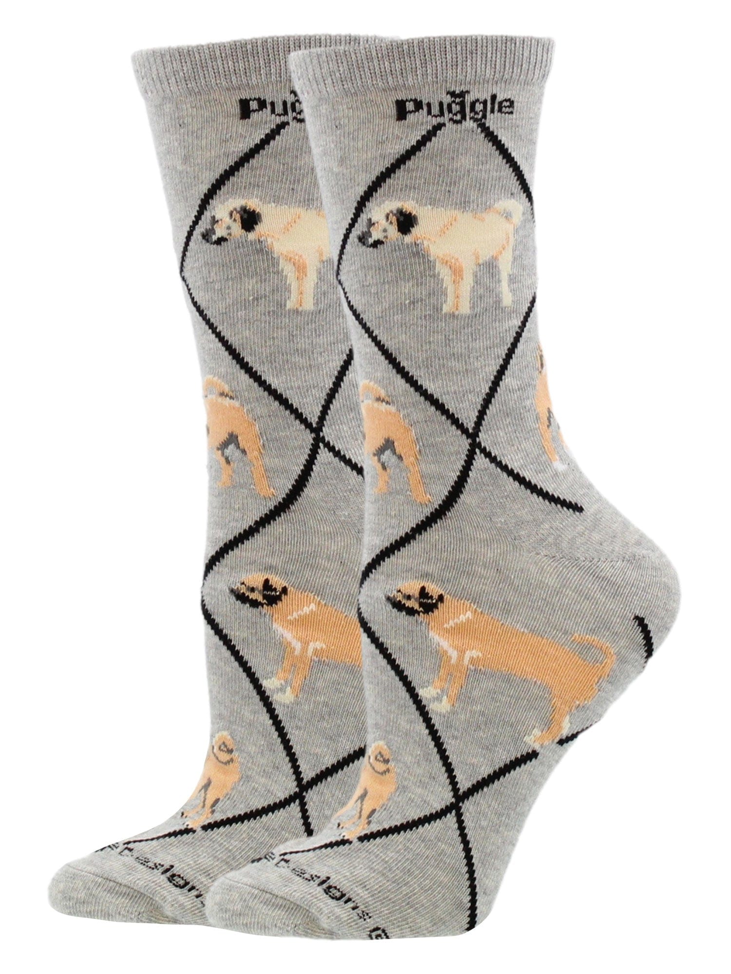 Wheel House Designs socks Gray Heather / Medium Puggle Socks Perfect Dog Lovers Gift
