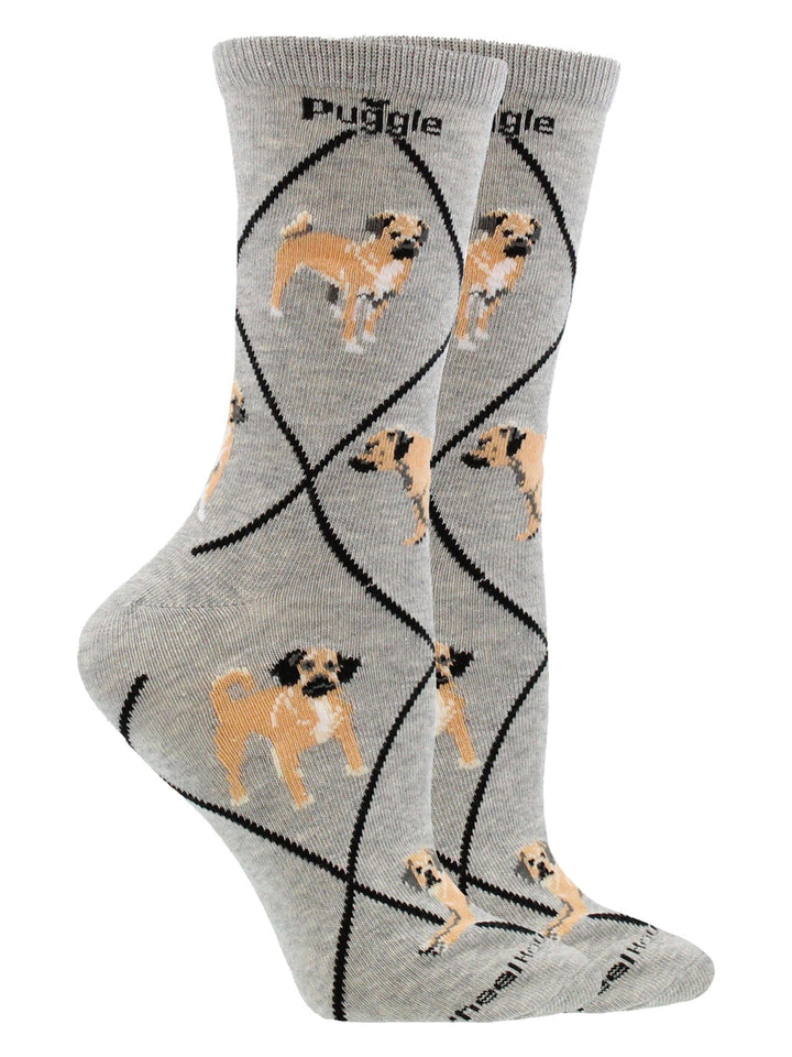 Wheel House Designs socks Gray Heather / Medium Puggle Socks Perfect Dog Lovers Gift