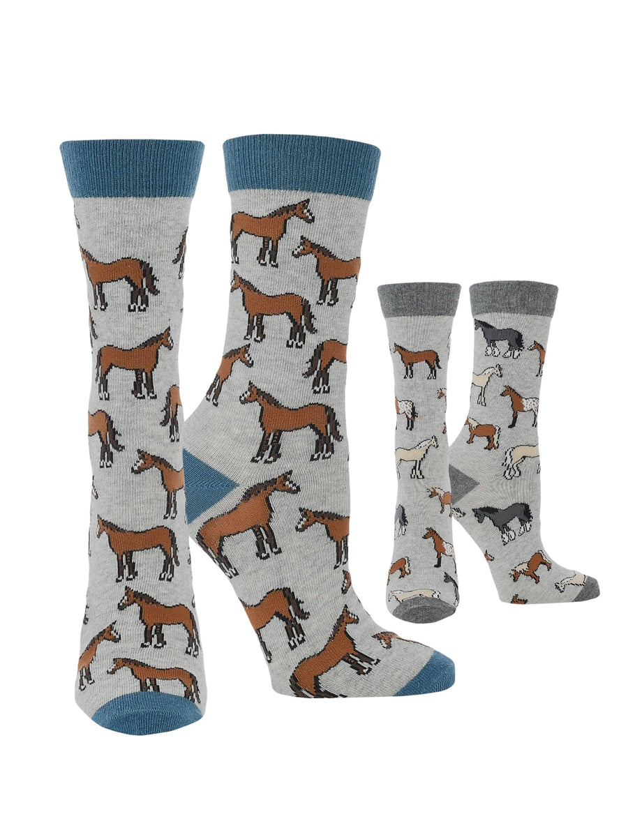 Wheel House Designs socks Gray Heather / Medium WHD Multi Horse Socks 2-Pack or 1-Pack