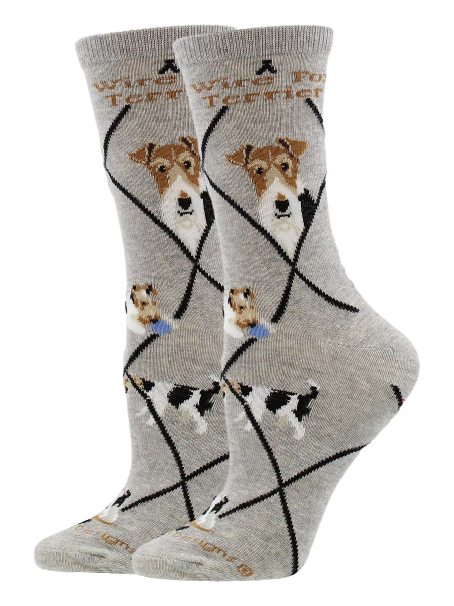 Wheel House Designs socks Gray Heather / Medium Wire Fox Terrier Socks Perfect Dog Lovers Gift