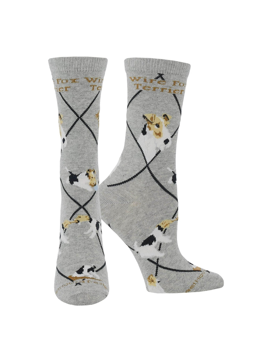 Wheel House Designs socks Gray Heather / Medium Wire Fox Terrier Socks Perfect Dog Lovers Gift