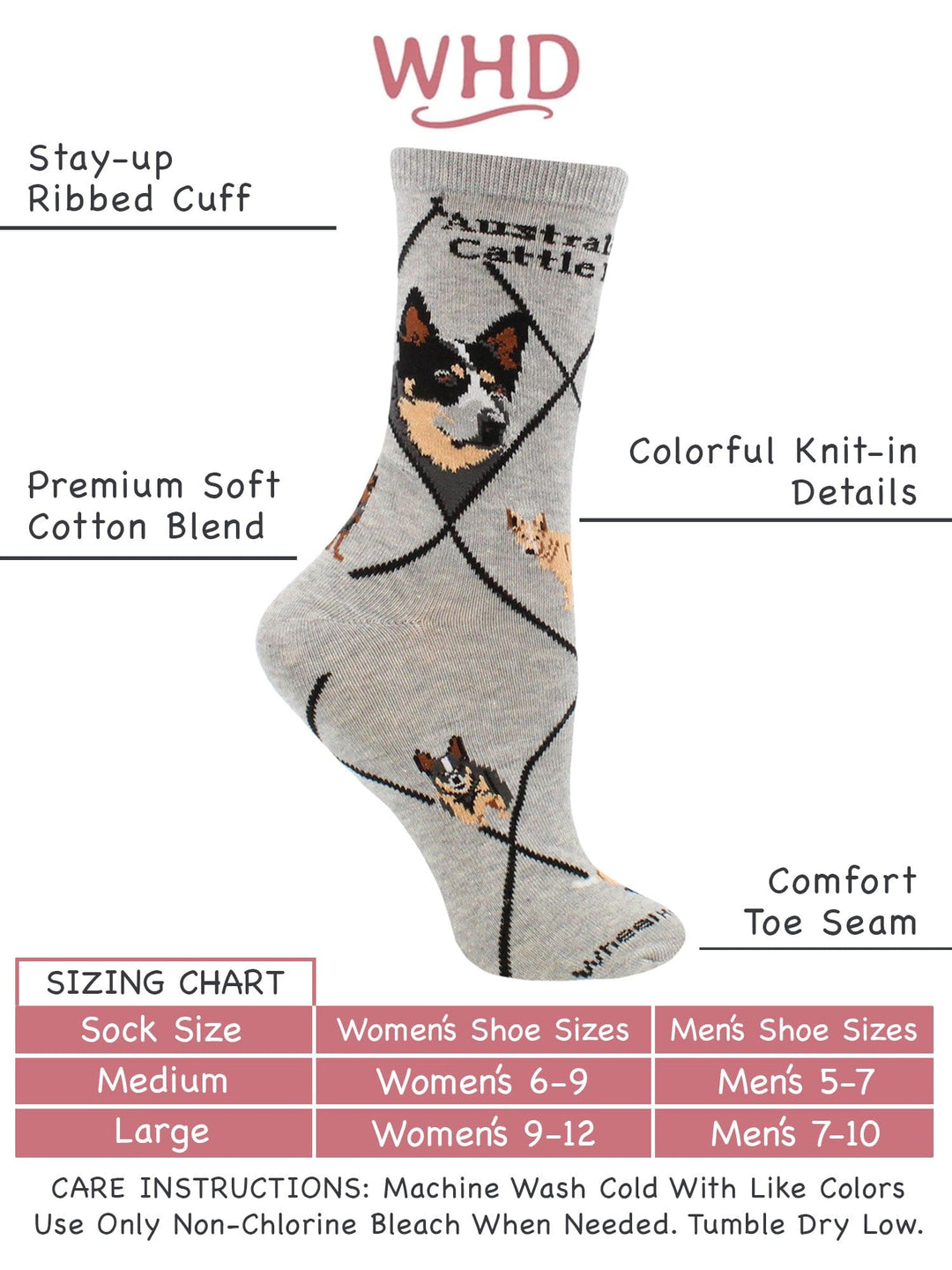 Wheel House Designs socks Gray / Medium Australian Cattle Dog Socks Perfect Dog Lovers Gift