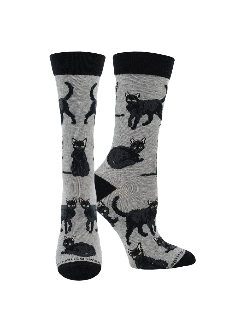 Wheel House Designs socks Gray / Medium Black Cat Socks Perfect Animal Lovers Gift